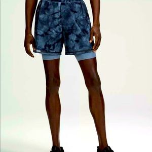 Lululemon Men Surge Lined Running Short 6" Bold Lines Tidal Dye Blue Navy Large